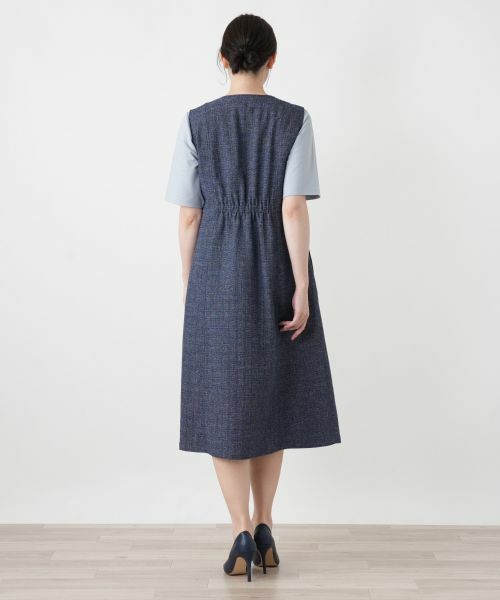 Leilian / レリアン ロング・マキシ丈ワンピース | Vネックジャンパースカート【Leilian WHITE LABEL】 | 詳細6