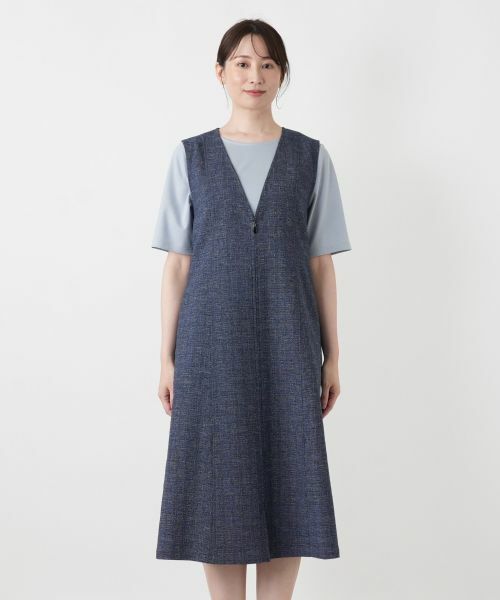 Leilian / レリアン ロング・マキシ丈ワンピース | Vネックジャンパースカート【Leilian WHITE LABEL】 | 詳細8