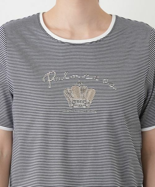 Leilian / レリアン カットソー | クラウン刺繍ナローボーダーTシャツ【MUSE BY ROCHAS Premiere】 | 詳細10