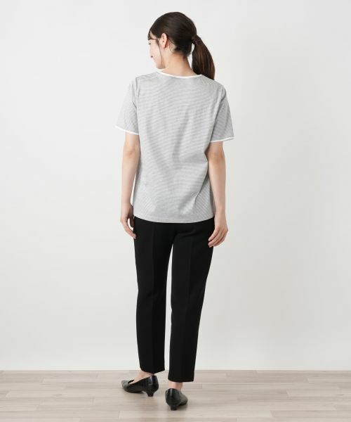 Leilian / レリアン カットソー | クラウン刺繍ナローボーダーTシャツ【MUSE BY ROCHAS Premiere】 | 詳細3