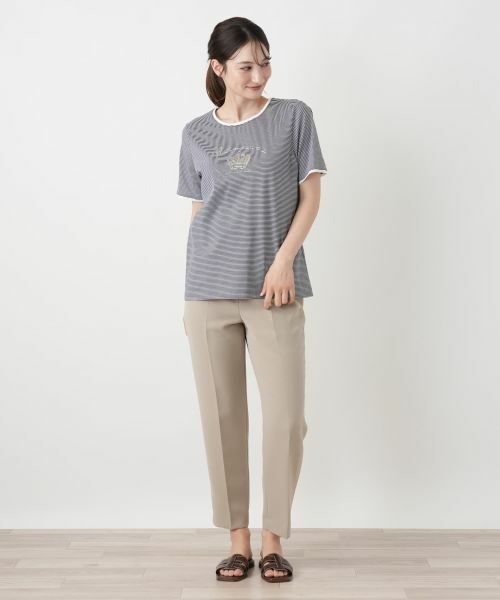 Leilian / レリアン カットソー | クラウン刺繍ナローボーダーTシャツ【MUSE BY ROCHAS Premiere】 | 詳細4