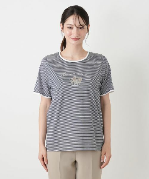 Leilian / レリアン カットソー | クラウン刺繍ナローボーダーTシャツ【MUSE BY ROCHAS Premiere】 | 詳細7