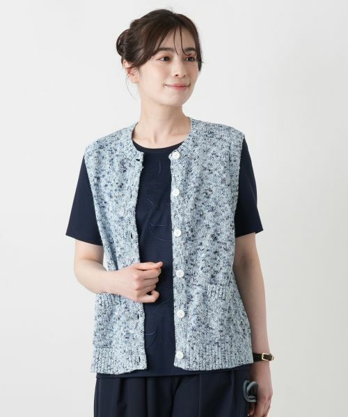 Leilian / レリアン テーラードジャケット | メランジニットベスト | 詳細1