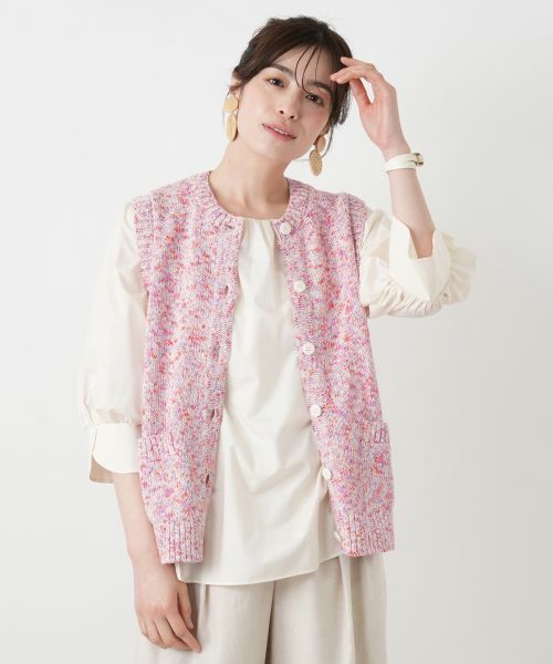 Leilian / レリアン テーラードジャケット | メランジニットベスト | 詳細9