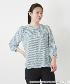 Leilian / レリアン シャツ・ブラウス | 幾何学柄ギャザーブラウス