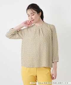 Leilian / レリアン シャツ・ブラウス | 幾何学柄ギャザーブラウス