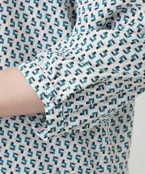 Leilian / レリアン シャツ・ブラウス | 幾何学柄ギャザーブラウス | 詳細16