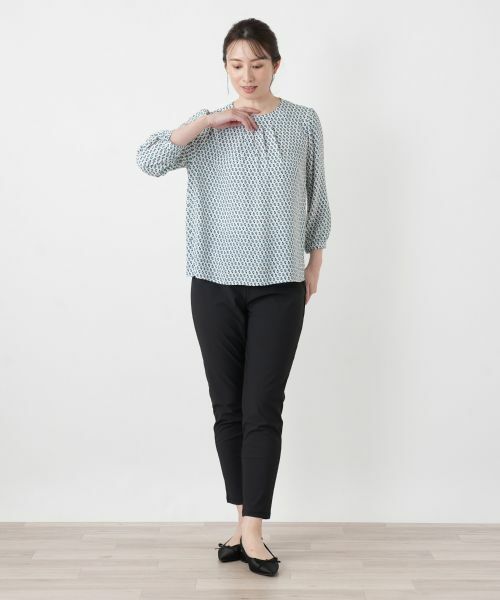 Leilian / レリアン シャツ・ブラウス | 幾何学柄ギャザーブラウス | 詳細4