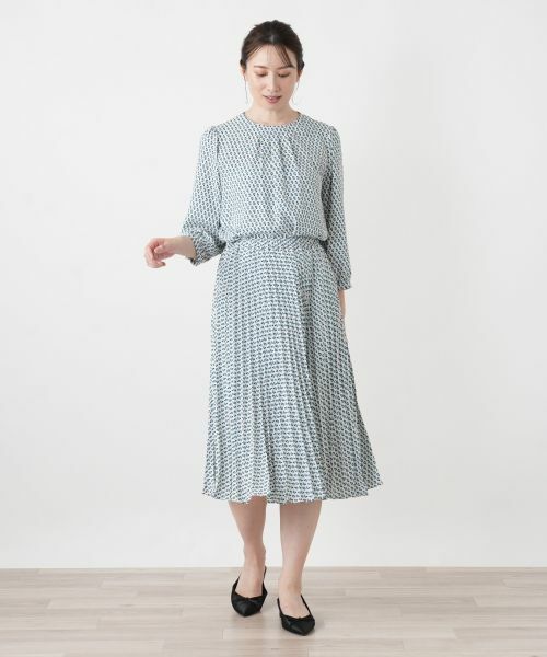 Leilian / レリアン シャツ・ブラウス | 幾何学柄ギャザーブラウス | 詳細7