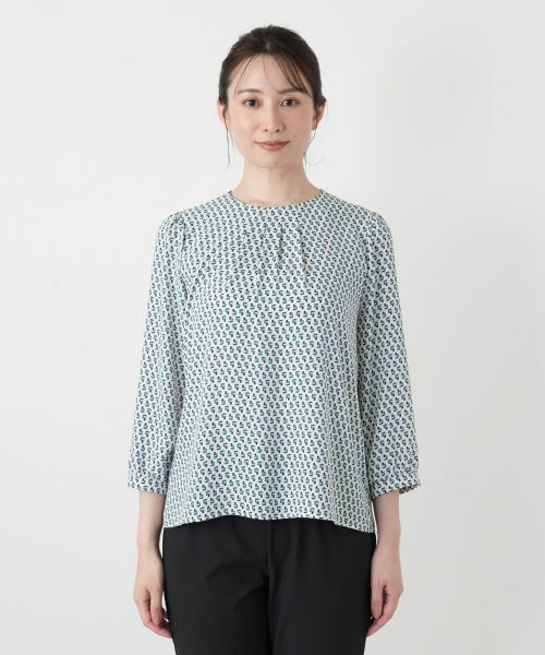 Leilian / レリアン シャツ・ブラウス | 幾何学柄ギャザーブラウス | 詳細8