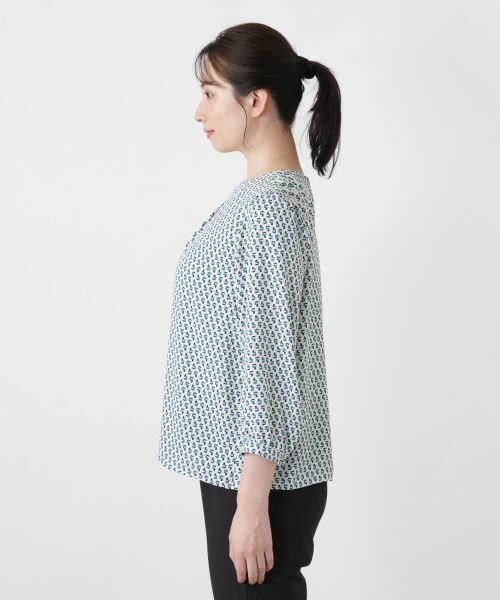 Leilian / レリアン シャツ・ブラウス | 幾何学柄ギャザーブラウス | 詳細9