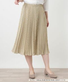 Leilian / レリアン ロング・マキシ丈スカート | 幾何学柄プリーツミディスカート