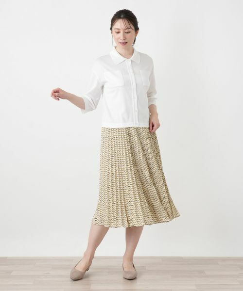 Leilian / レリアン ロング・マキシ丈スカート | 幾何学柄プリーツミディスカート | 詳細1