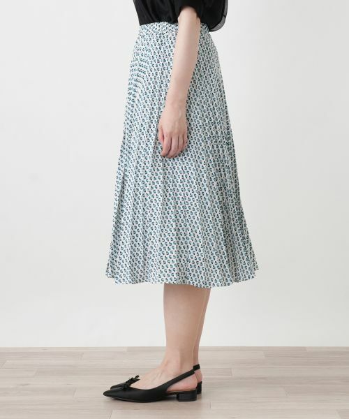 Leilian / レリアン ロング・マキシ丈スカート | 幾何学柄プリーツミディスカート | 詳細10