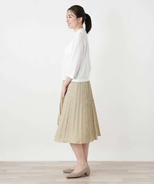 Leilian / レリアン ロング・マキシ丈スカート | 幾何学柄プリーツミディスカート | 詳細2