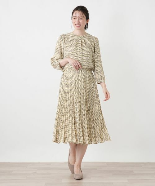 Leilian / レリアン ロング・マキシ丈スカート | 幾何学柄プリーツミディスカート | 詳細4