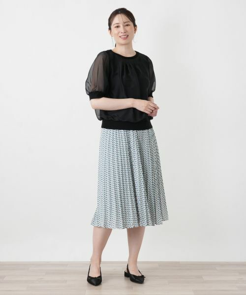 Leilian / レリアン ロング・マキシ丈スカート | 幾何学柄プリーツミディスカート | 詳細5