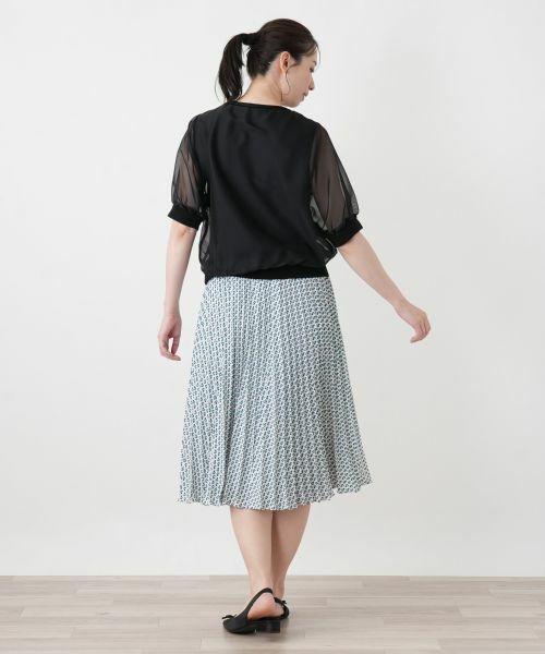 Leilian / レリアン ロング・マキシ丈スカート | 幾何学柄プリーツミディスカート | 詳細7