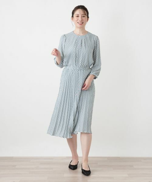 Leilian / レリアン ロング・マキシ丈スカート | 幾何学柄プリーツミディスカート | 詳細8