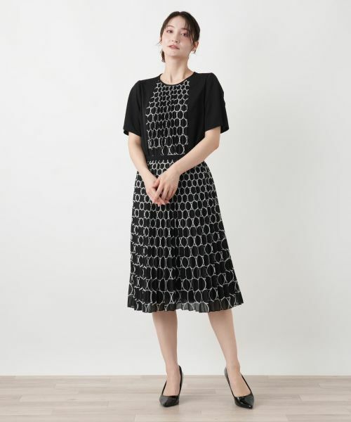 Leilian / レリアン ロング・マキシ丈スカート | 幾何学柄プリーツスカート【Leilian WHITE LABEL】 | 詳細1