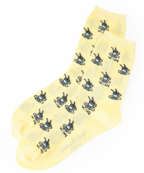Leilian / レリアン ソックス | カップ柄クルーソックス（レモンイエロー系）