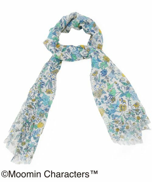 Leilian / レリアン マフラー・ショール・スヌード・ストール | ムーミン柄ストール（コバルトブルー）
