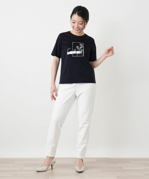 Leilian / レリアン Tシャツ | 【接触冷感】プリントクルーネックTシャツ | 詳細1