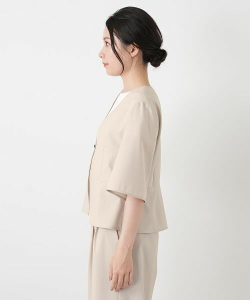 Leilian / レリアン テーラードジャケット | ノーカラーVネックペプラムジャケット | 詳細8