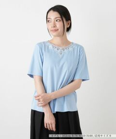 Leilian / レリアン Tシャツ | 【接触冷感】レース刺繍カットソー