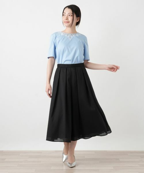 Leilian / レリアン Tシャツ | 【接触冷感】レース刺繍カットソー | 詳細1