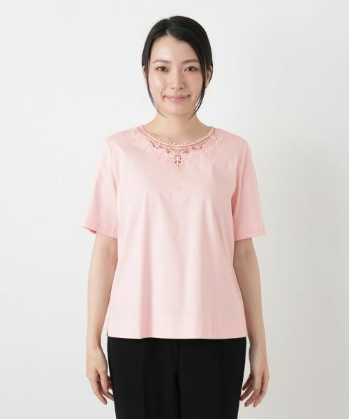 Leilian / レリアン Tシャツ | 【接触冷感】レース刺繍カットソー | 詳細10