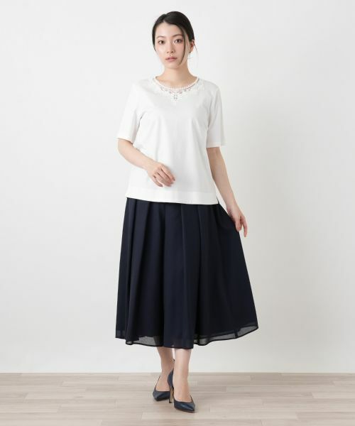 Leilian / レリアン Tシャツ | 【接触冷感】レース刺繍カットソー | 詳細4