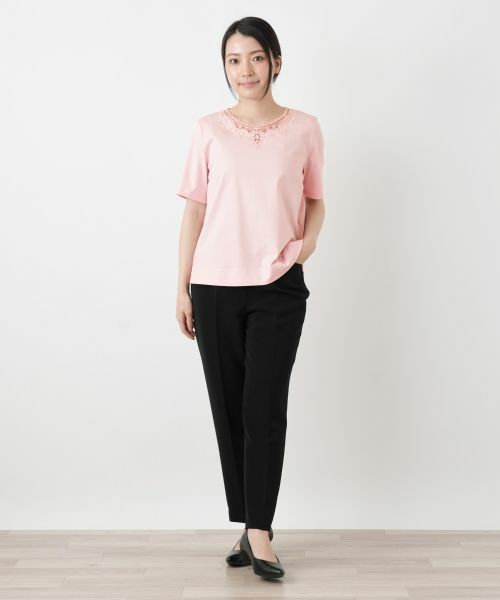 Leilian / レリアン Tシャツ | 【接触冷感】レース刺繍カットソー | 詳細7