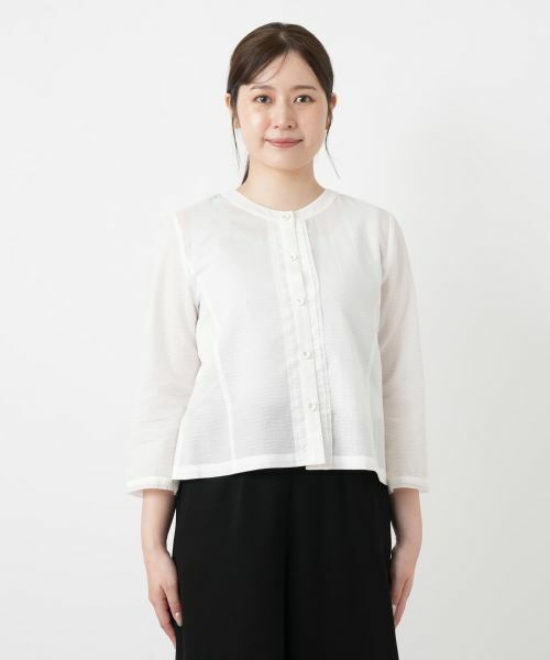 Leilian / レリアン シャツ・ブラウス | ノーカラーシアーブラウス | 詳細25