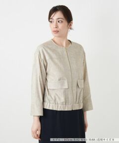 Leilian / レリアン その他アウター | ラメ混ノーカラージップブルゾン