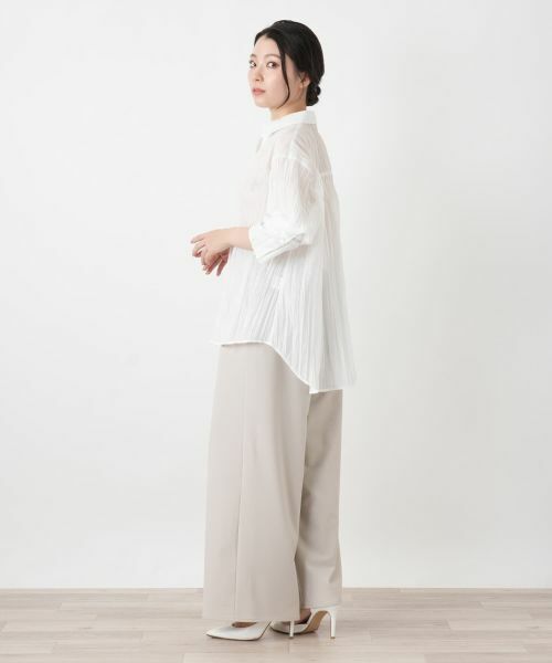 Leilian / レリアン シャツ・ブラウス | シワ加工シャーリングブラウス | 詳細8