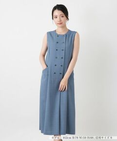 ダブルノースリーブプリーツワンピース