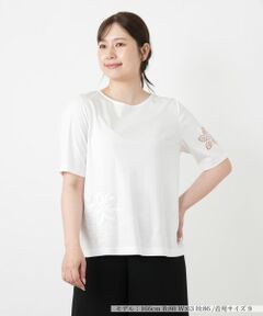 Leilian / レリアン Tシャツ | 刺繍クルーネックカットソー【Leilian WHITE LABEL】
