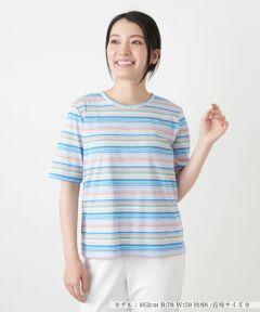 Leilian / レリアン カットソー | マルチカラーボーダーTシャツ【Leilian WHITE LABEL】
