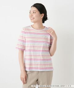 Leilian / レリアン カットソー | マルチカラーボーダーTシャツ【Leilian WHITE LABEL】