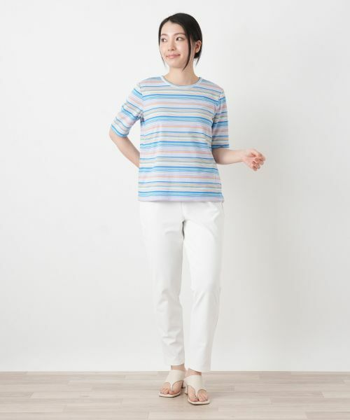 Leilian / レリアン カットソー | マルチカラーボーダーTシャツ【Leilian WHITE LABEL】 | 詳細1