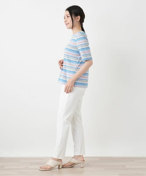 Leilian / レリアン カットソー | マルチカラーボーダーTシャツ【Leilian WHITE LABEL】 | 詳細2