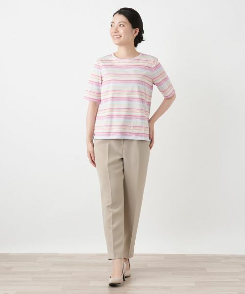 Leilian / レリアン カットソー | マルチカラーボーダーTシャツ【Leilian WHITE LABEL】 | 詳細4