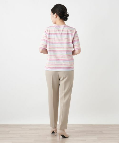 Leilian / レリアン カットソー | マルチカラーボーダーTシャツ【Leilian WHITE LABEL】 | 詳細6