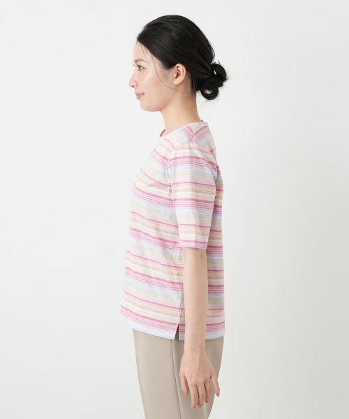 Leilian / レリアン カットソー | マルチカラーボーダーTシャツ【Leilian WHITE LABEL】 | 詳細8