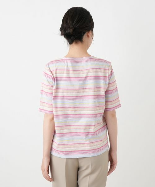 Leilian / レリアン カットソー | マルチカラーボーダーTシャツ【Leilian WHITE LABEL】 | 詳細9