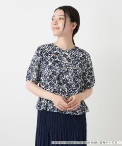 Leilian / レリアン シャツ・ブラウス | 【接触冷感】ボタニカル柄ペプラムブラウス【Leilian WHITE LABEL】