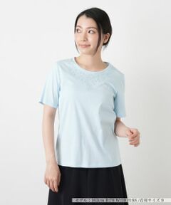 Leilian / レリアン カットソー | 刺繍クルーネックカットソー【Leilian WHITE LABEL】