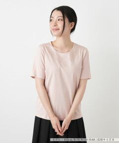 Leilian / レリアン カットソー | 刺繍クルーネックカットソー【Leilian WHITE LABEL】