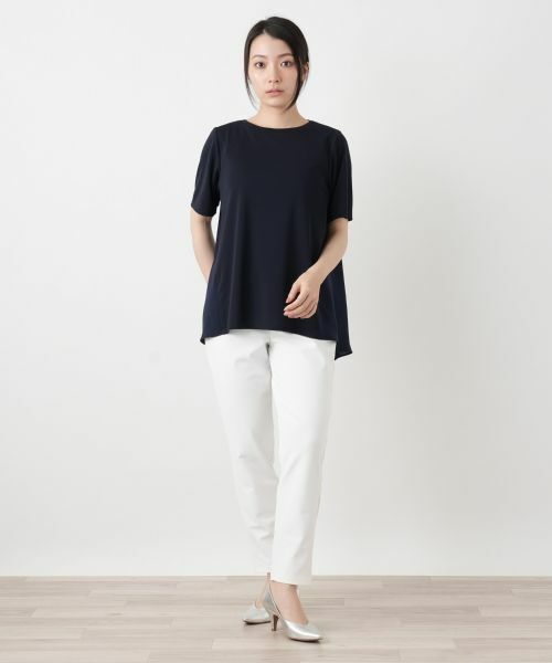 Leilian / レリアン カットソー | 異素材切替テールカットヘムカットソー【Leilian WHITE LABEL】 | 詳細1